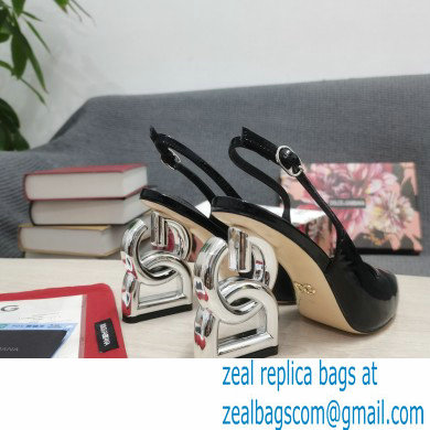 Dolce  &  Gabbana Heel 10.5cm Slingbacks Patent Black with DG Heel 2022